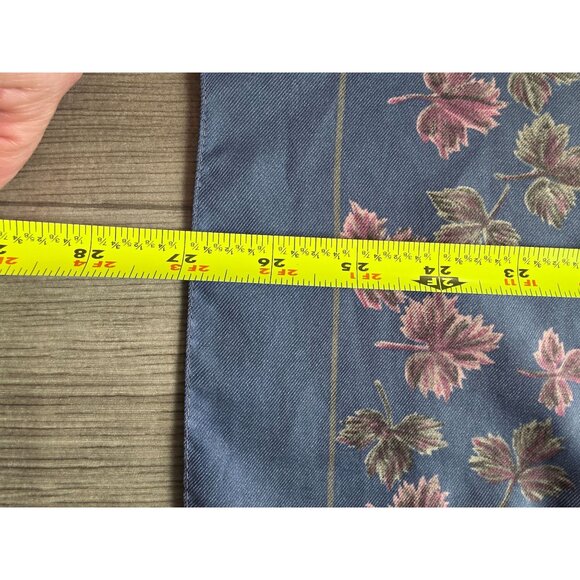 Vintage Blue Leaves Polyester Scarf Square Italy 27"x27" Machine Washable - Picture 5 of 5